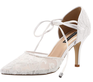 Ivory Lace Mesh Satin Bridal Wedding Shoes