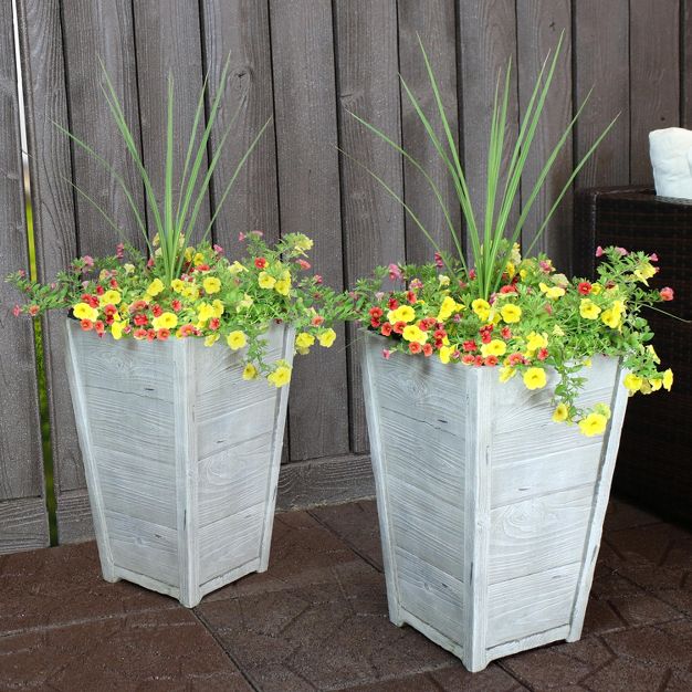 Sunnydaze Indoor or Outdoor Fiber Clay Flower Pots