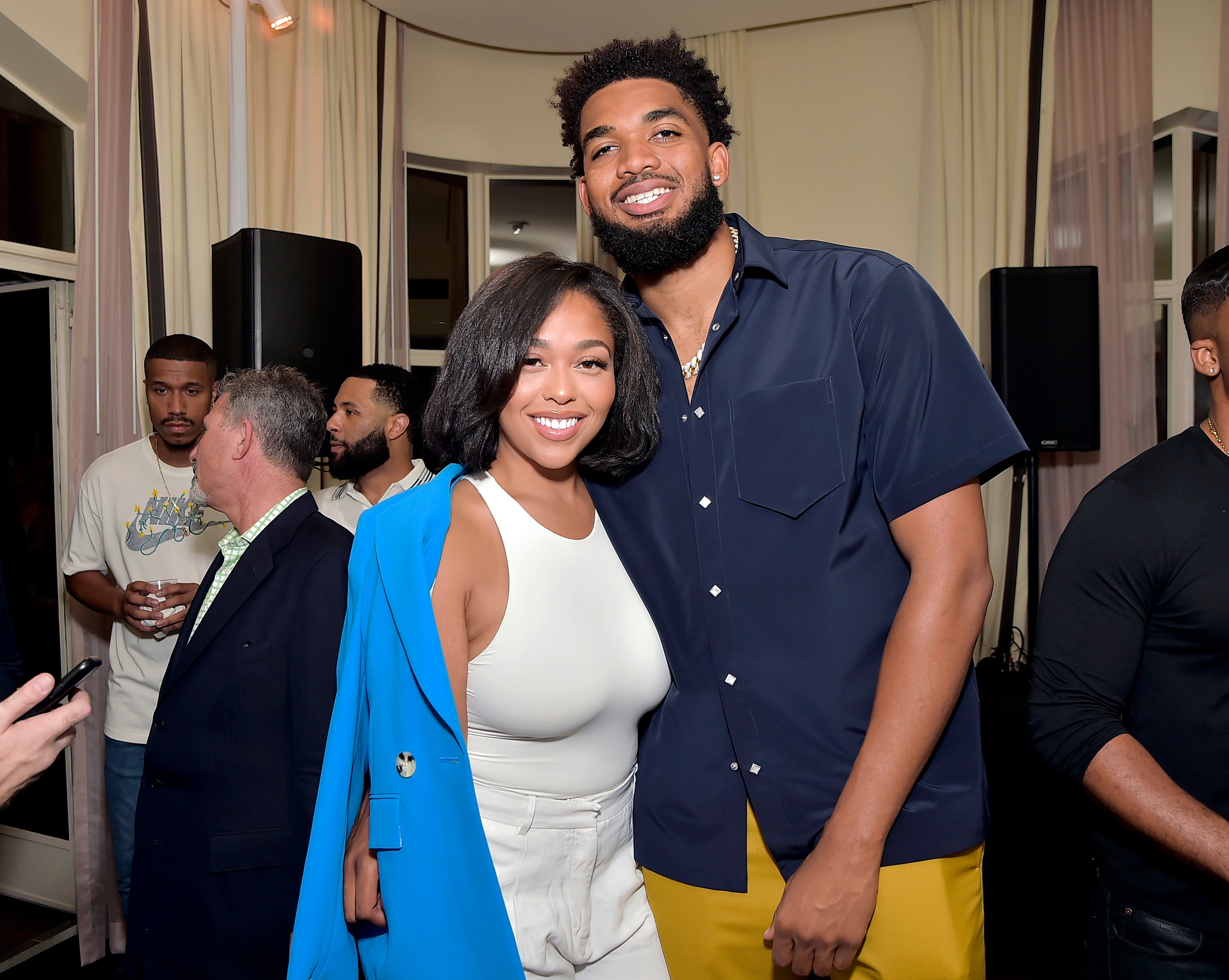 Jordyn Woods and Karl-Anthony Towns attend the Coin Cloud Cocktail Party