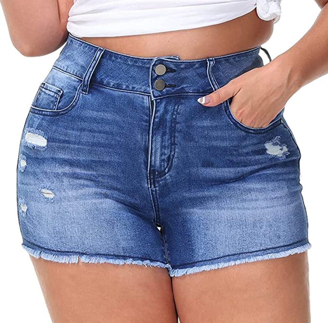 Plus-Size Casual Denim Shorts
