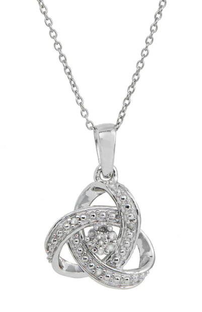 Savvy Cie Jewels Sterling Silver Diamond Love Knot Pendant Necklace 