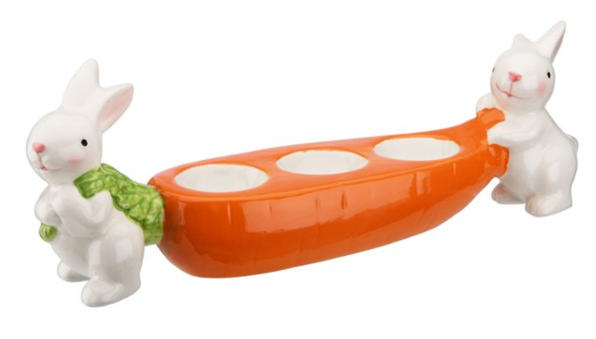11" White and Orange Carrot Shaped Egg Holder Easter Decor