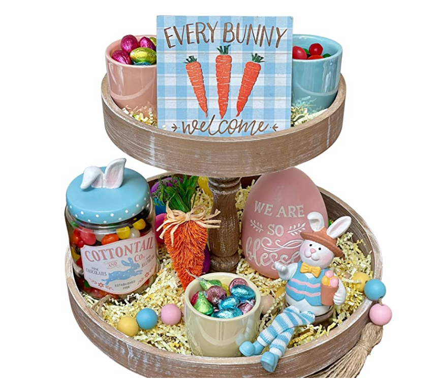 Easter Decorative Tiered Tray Decor