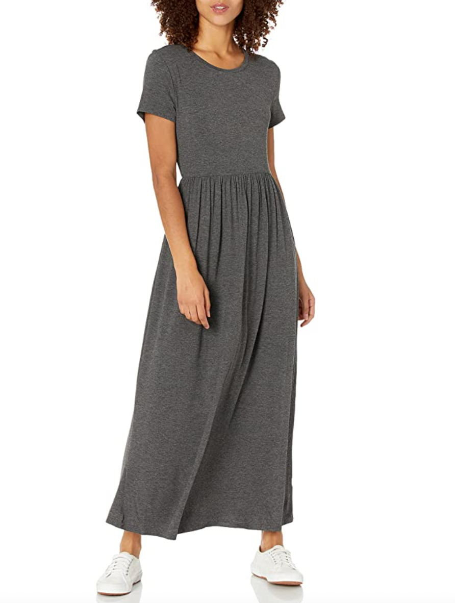 Amazon Essentials Women's Short-Sleeve Waisted Maxi Dress