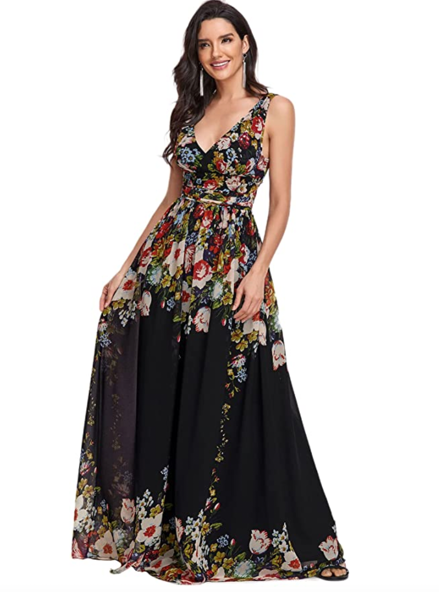 Sleeveless V-Neck Semi-Formal Maxi Evening Dress