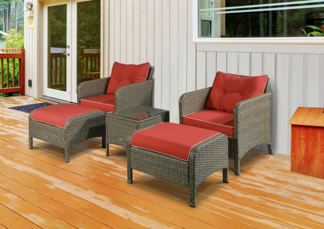 Takavor Wicker/Rattan 2 - Person Seating Group with Cushions