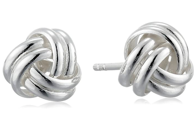 Sterling Silver Thick Love Knot Post Earrings