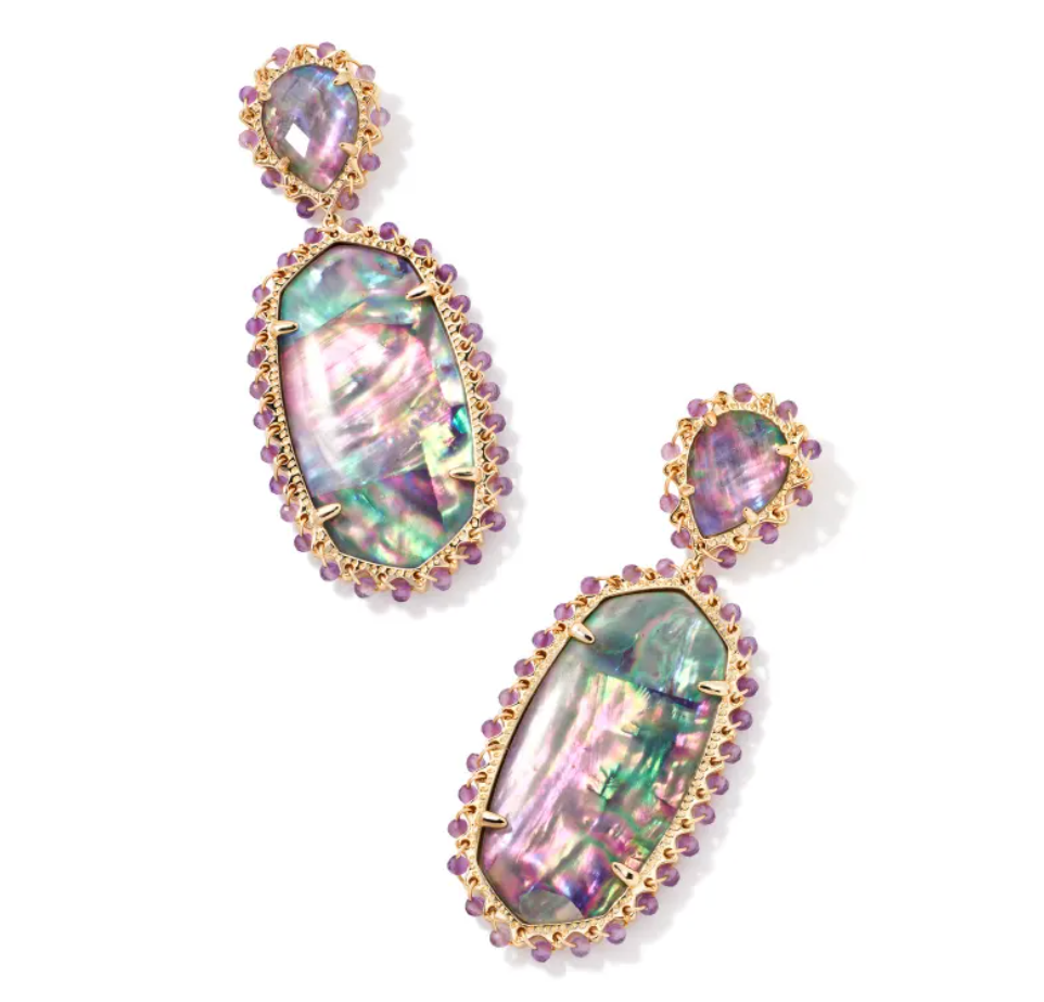 Parsons Gold Statement Earrings in Lilac Abalone