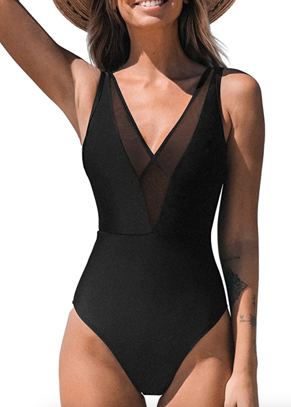 CUPSHE Mesh V Neck One Piece Swimsuit