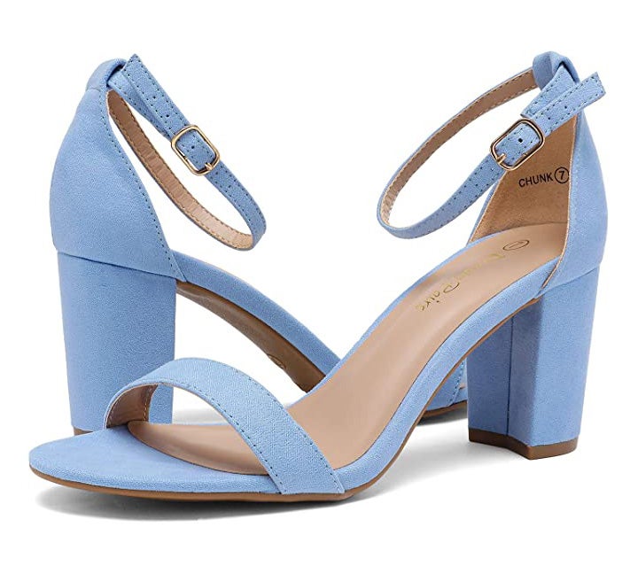 Dream Paired Heeled Sandals in Baby Blue Suede