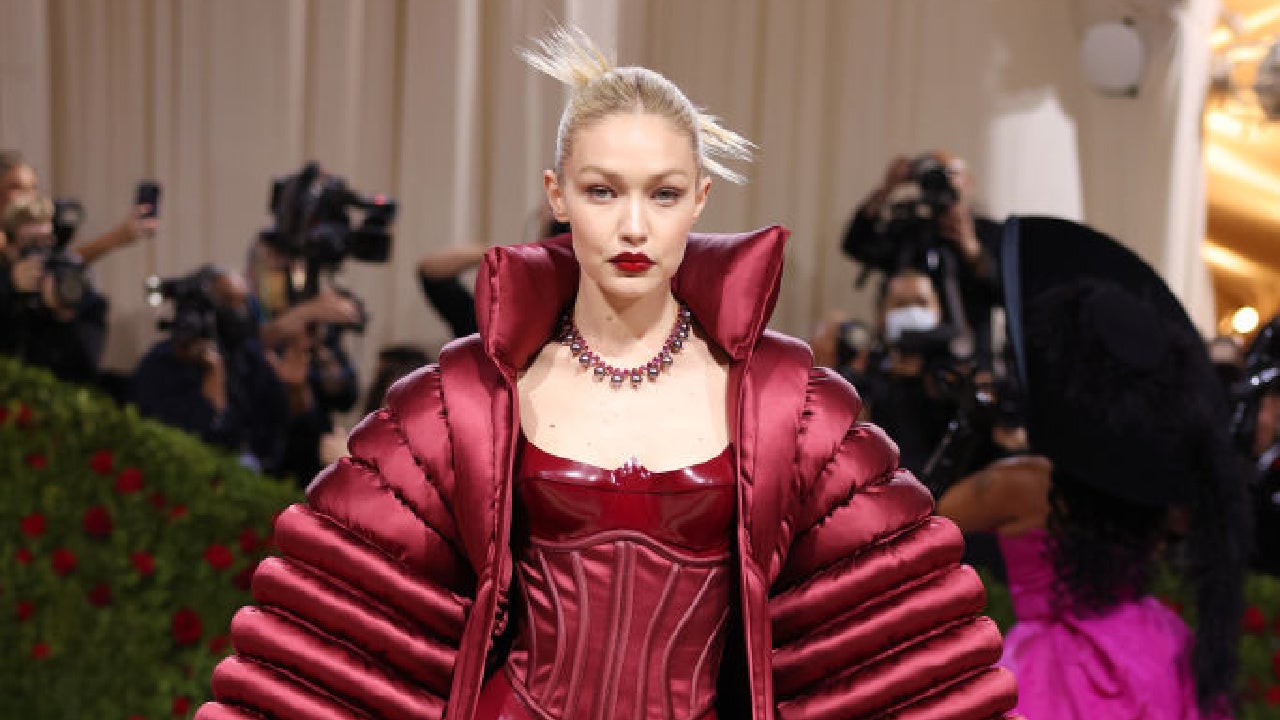 Gigi Hadid Gives Gilded Glam in Bold Burgundy Coat at 2022 Met Gala |  Entertainment Tonight