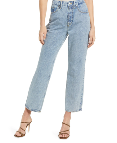 Good American '90s Duster Crop Straight Leg Jeans
