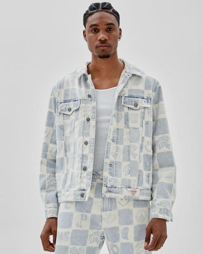 Guess x J Balvin Amor Collection Checkered Trucker Jacket