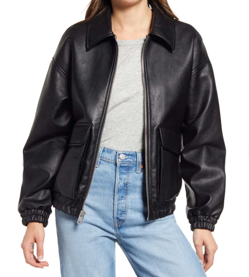 Levis Faux Leather Dad Bomber Jacket