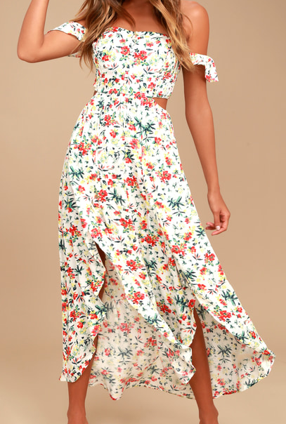 Lush Easy on the Eyes Off-the-Shoulder Maxi Dress