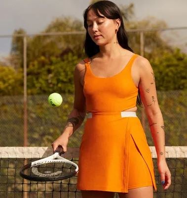 Outdoor Voices Court Dress in Clementine Orange