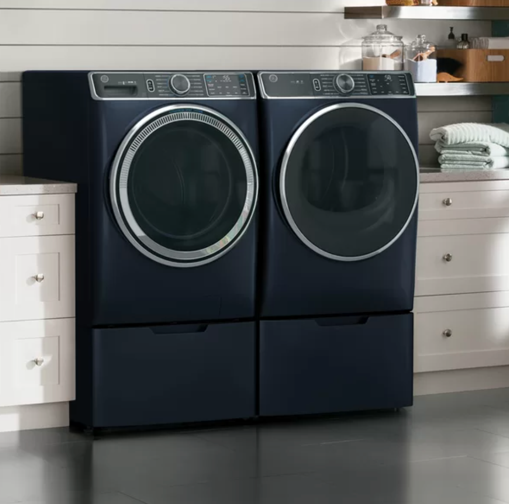 GE Appliances Smart 5 Cu. Ft. Front Load Washer and 7.8 Cu. Ft. Electric Dryer