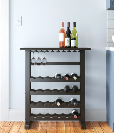 Newhall 24 Bottle Floor Wine Bottle & Glass Rack in Dark Espresso