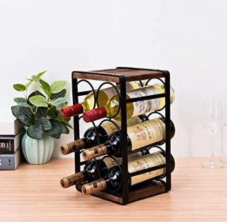 Soduku Rustic Wood Countertop Wine Rack 6 Bottles