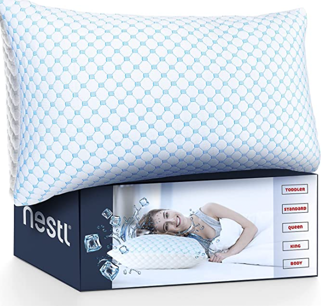 Nestl Coolest Pillow Heat and Moisture Reducing Ice Silk and Gel Infused Memory Foam Pillow