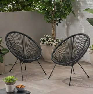 Anson Outdoor Steel Chairs with Hammock Rattan Seating 