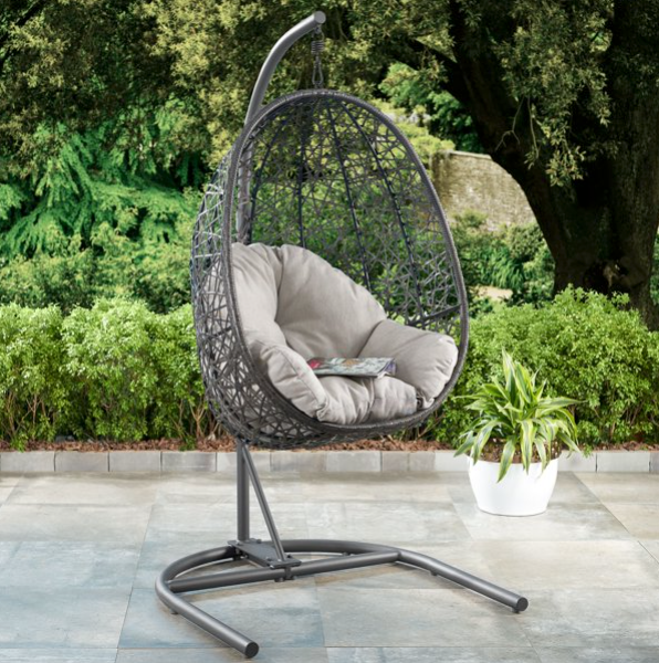 Better Homes & Gardens Resin Wicker Hanging Egg Chair with Cushion and Stand