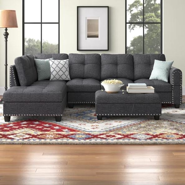 Three Posts Alger Left Hand Facing Sofa and Chaise with Ottoman