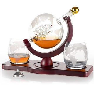 Whiskey Decanter Set with Globe Glasses