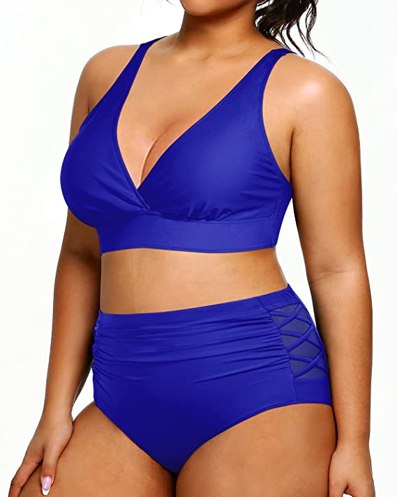 Yonique Plus Size Bikini High Waisted Two Piece Swimsuit