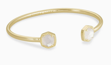 Davie Gold Cuff Bracelet in Ivory Mother-of-Pearl
