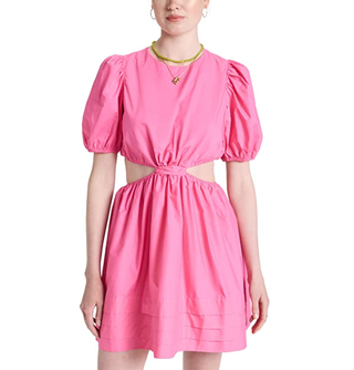 English Factory Pleated with Cutout Detail Mini Dress