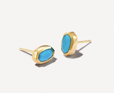 Kendra Scott Nellie 14k Yellow Gold Stud Earrings in Turquoise