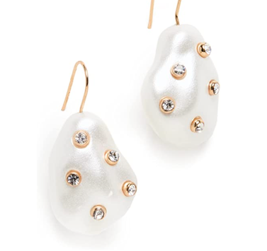 Kenneth Jay Lane Gold With White Pearl Earrings