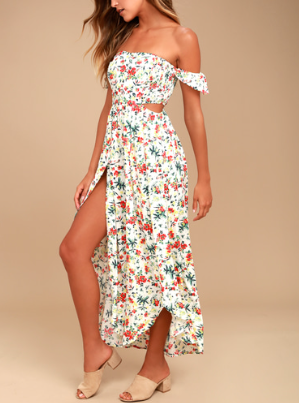 Lush Easy on the Eyes Off-the-Shoulder Maxi Dress