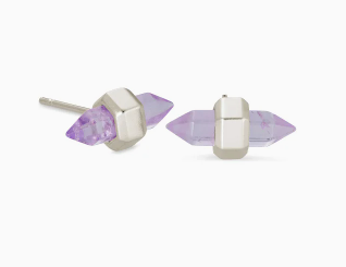 Jamie Silver Stud Earrings in Purple Amethyst