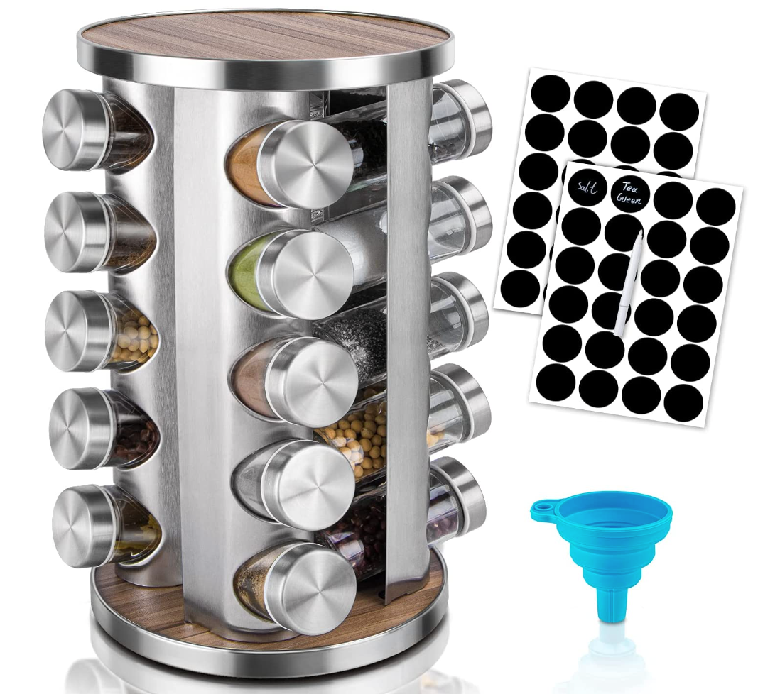 dasaka 20-Jar Revolving Countertop Rotating Spice Rack Organizer 