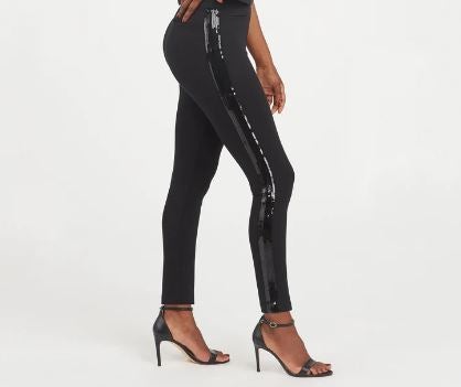 The Perfect Black Pant, Ankle Sequin Tuxedo Skinny