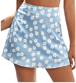 LYANER Women's Casual Floral Print Satin Mini Skirt
