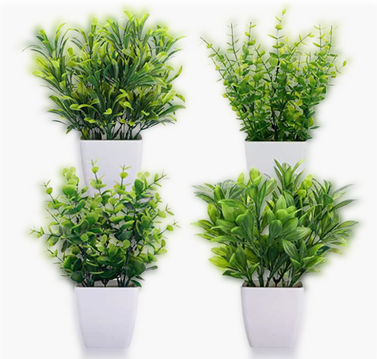CEWOR Set of 4 Artificial Potted Plants