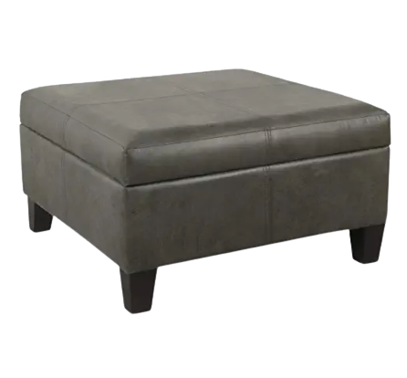 Homepop Faux Leather Square Storage Ottoman