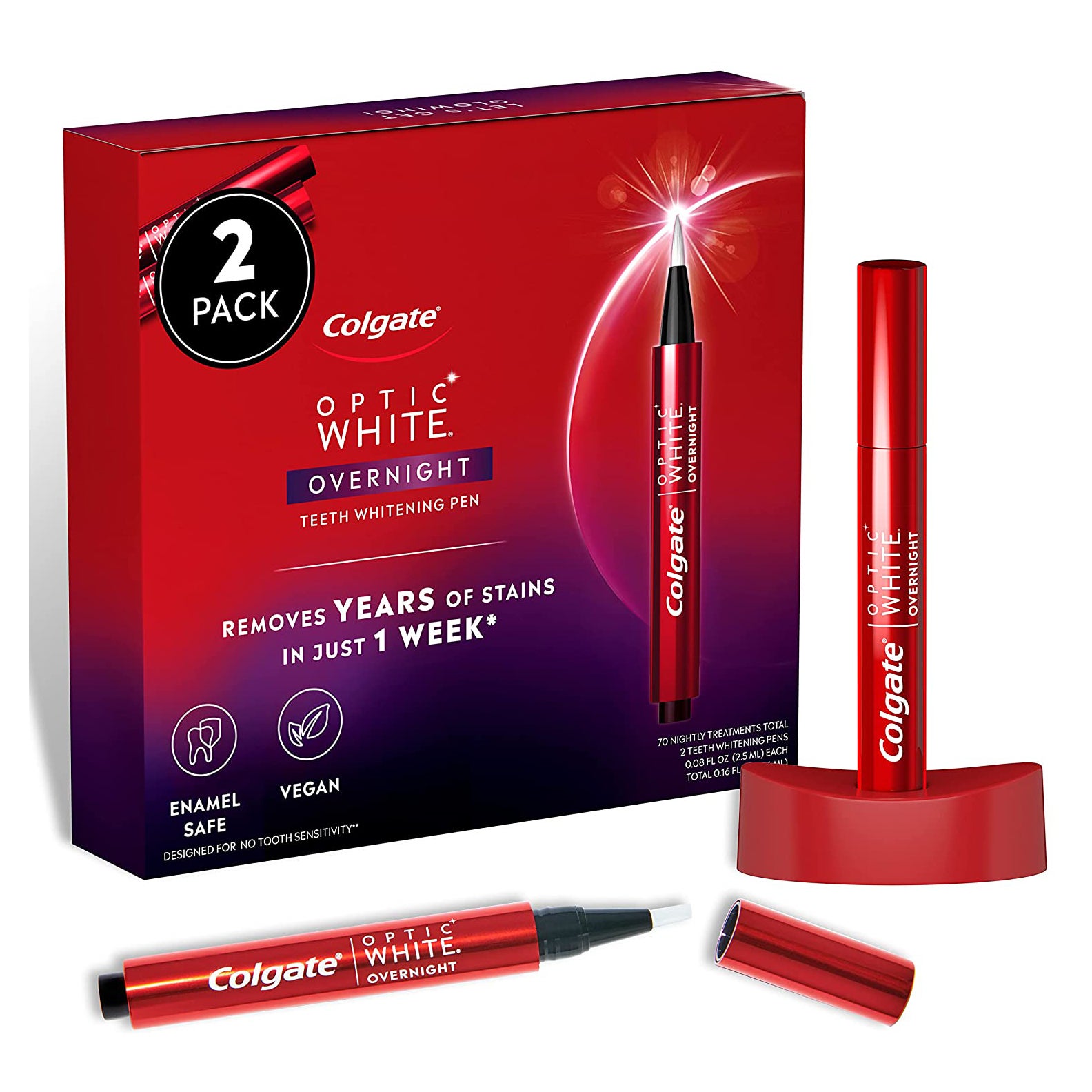 Colgate Optic White Overnight Teeth Whitening Pen 2-Pack