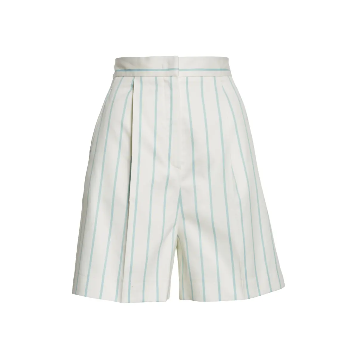 Max Mara Water Pleated Stripe Cotton & Silk Trouser Shorts