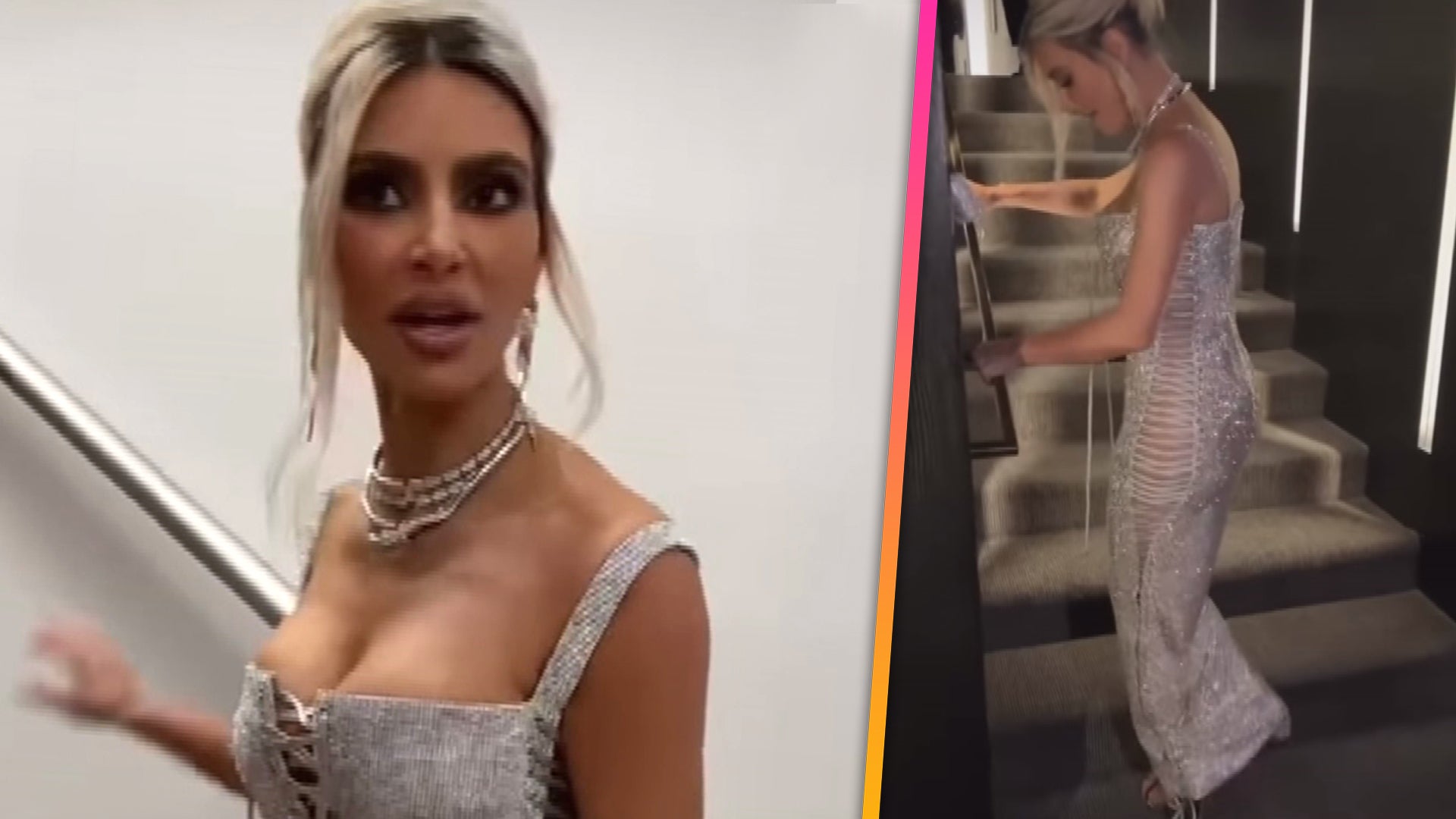 kim kardashian dolce and gabbana silver dress Kim Kardashian Unveils Her 'Ciao Kim' Collection With Dolce & Gabbana At MFW