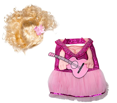 Doggy Parton Pink Dress, Guitar & Wig Set