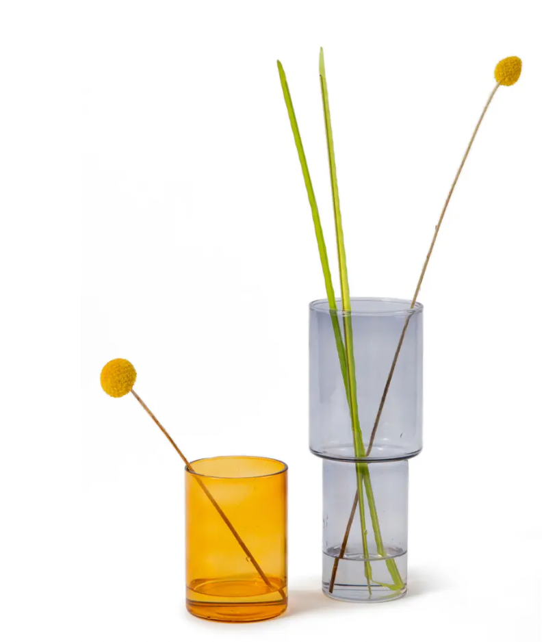 Block Stackable Two-Piece Glass Vase