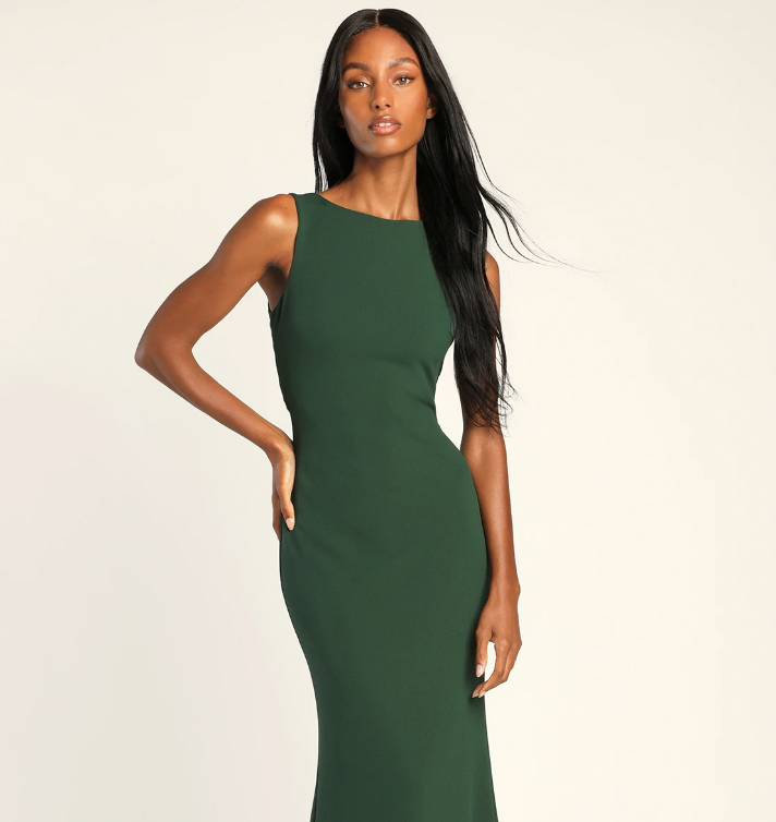 Love In Your Eyes Hunter Green Knotted Mermaid Maxi Dress