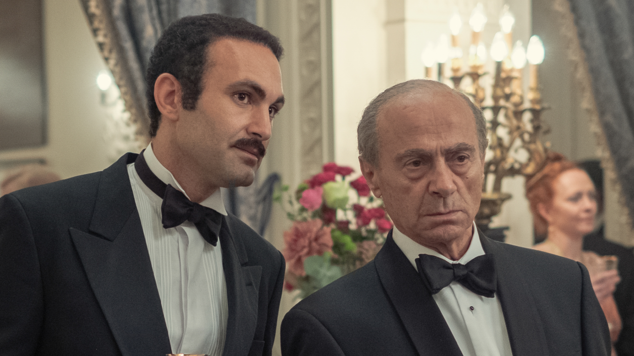 Mohamed Al Fayed and his son Dodi Fayed in the Ritz in Paris in Season 5 of The Crown