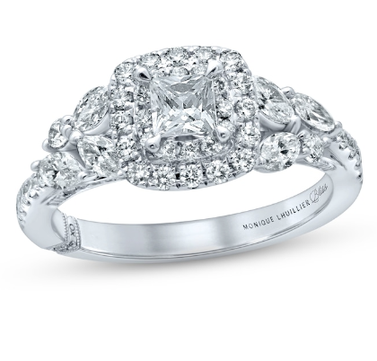 Monique Lhuillier Bliss Diamond Engagement Ring 1-1/6 ct tw 18K White Gold