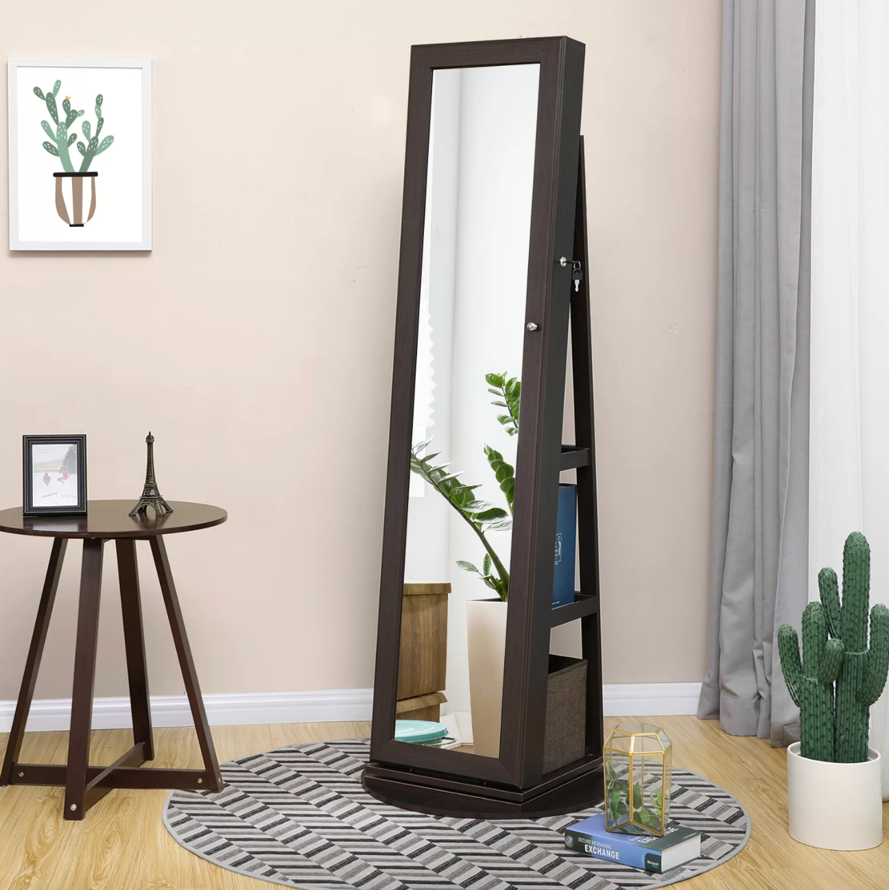 Ebern Designs Wide Jewelry Armoire with Mirror