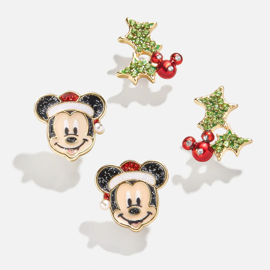 Mickey Mouse Mistletoe And Santa Hat Earring Set